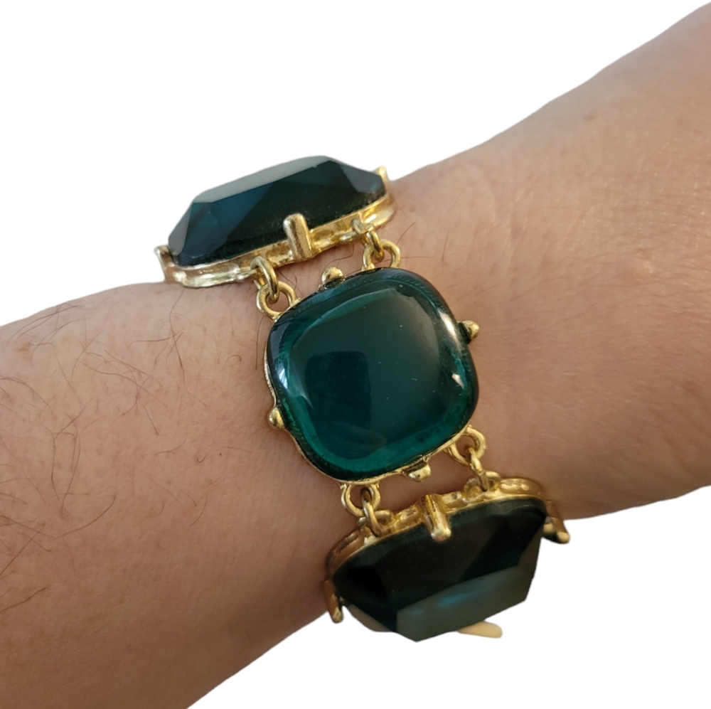 Faux Emerald Green Beaded Bracelet